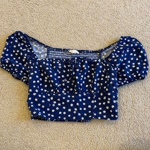 PacSun Blue floral Crop Top